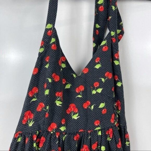 Urban Outfitters Mamie Linen Cherry Print Halter Mini Dress Pin Up Size Small - Picture 6 of 12